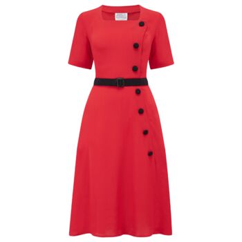 Olivia Dress In Lipstick Red Vintage 1940s Style, 2 of 3