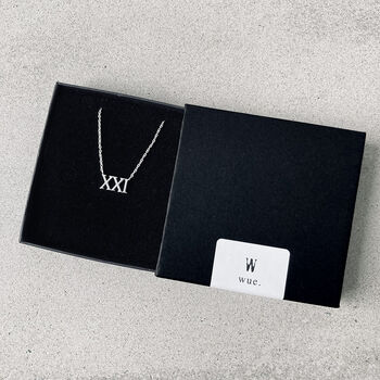 21st Birthday Gift. Silver Roman Numerals Necklace, 4 of 6