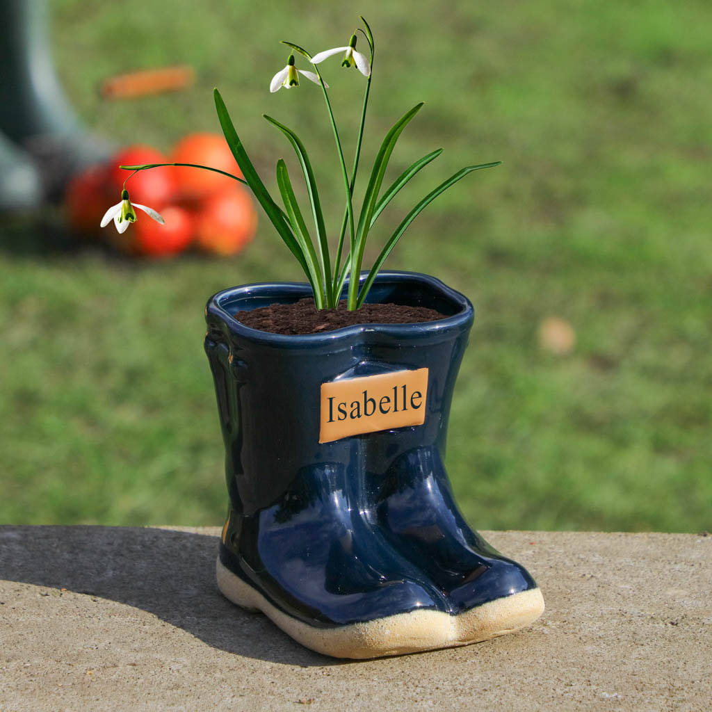 Personalised Welly Boot Garden Seedling Planter By Dibor