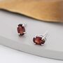 Genuine Garnet Crystal Stud Earrings In Sterling Silver, thumbnail 1 of 12