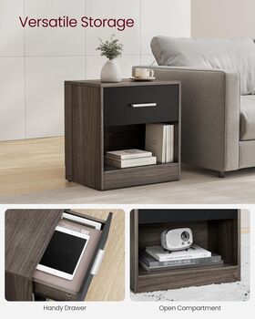 Bedside Table With Drawer And Open Storage, 6 of 10