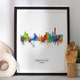 Manchester Skyline Portrait Print And Box Canvas, thumbnail 1 of 5