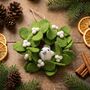 Handmade Felt Christmas Mistletoe Mini Wreath With Dove, thumbnail 1 of 4