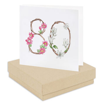 Floral 80th Gift Boxed Earring Card With Sterling Silver Cz Studs, 2 of 7