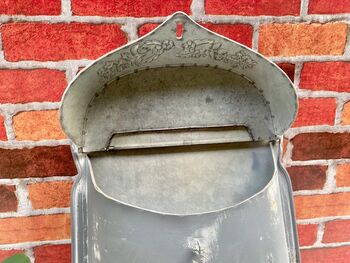 Distressed Grey Zinc Postbox – Wall Mounted Letter Box, 2 of 9