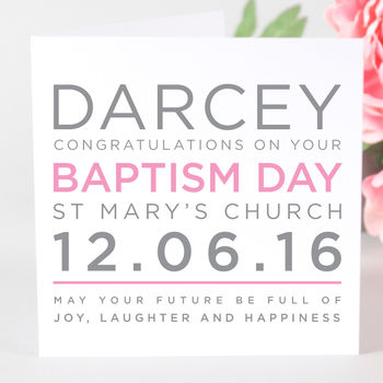 Personalised Typography Christening Day Card, 2 of 3