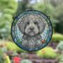 Labradoodle Grey Stained Glass Effect Suncatcher, thumbnail 2 of 5