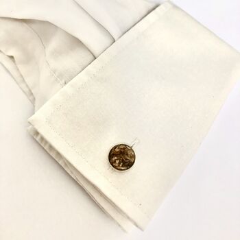 Silver Cufflinks Inset With Wood, 4 of 5