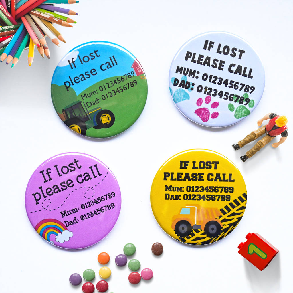 Personalised Lost Child Button Badge, 1 of 4