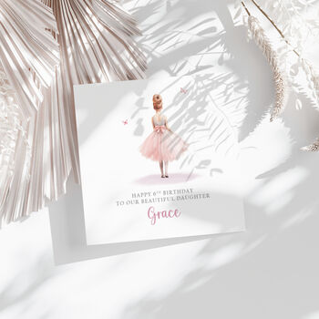 Ballerina Birthday Card Various Skin And Hair Tones, 4 of 5