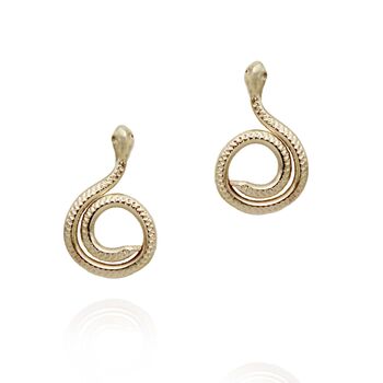 9ct Gold Spiral Snake Earrings, 2 of 3