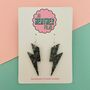 Black Lightning Bolt Earrings Small And Large, thumbnail 1 of 2