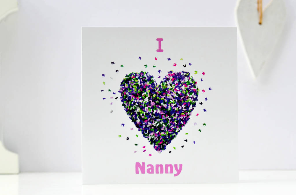 I Love Nanny Butterfly Heart Birthday Card, 1 of 12