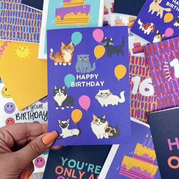 Colourful Happy Birthday Cat Lover Card, 3 of 3