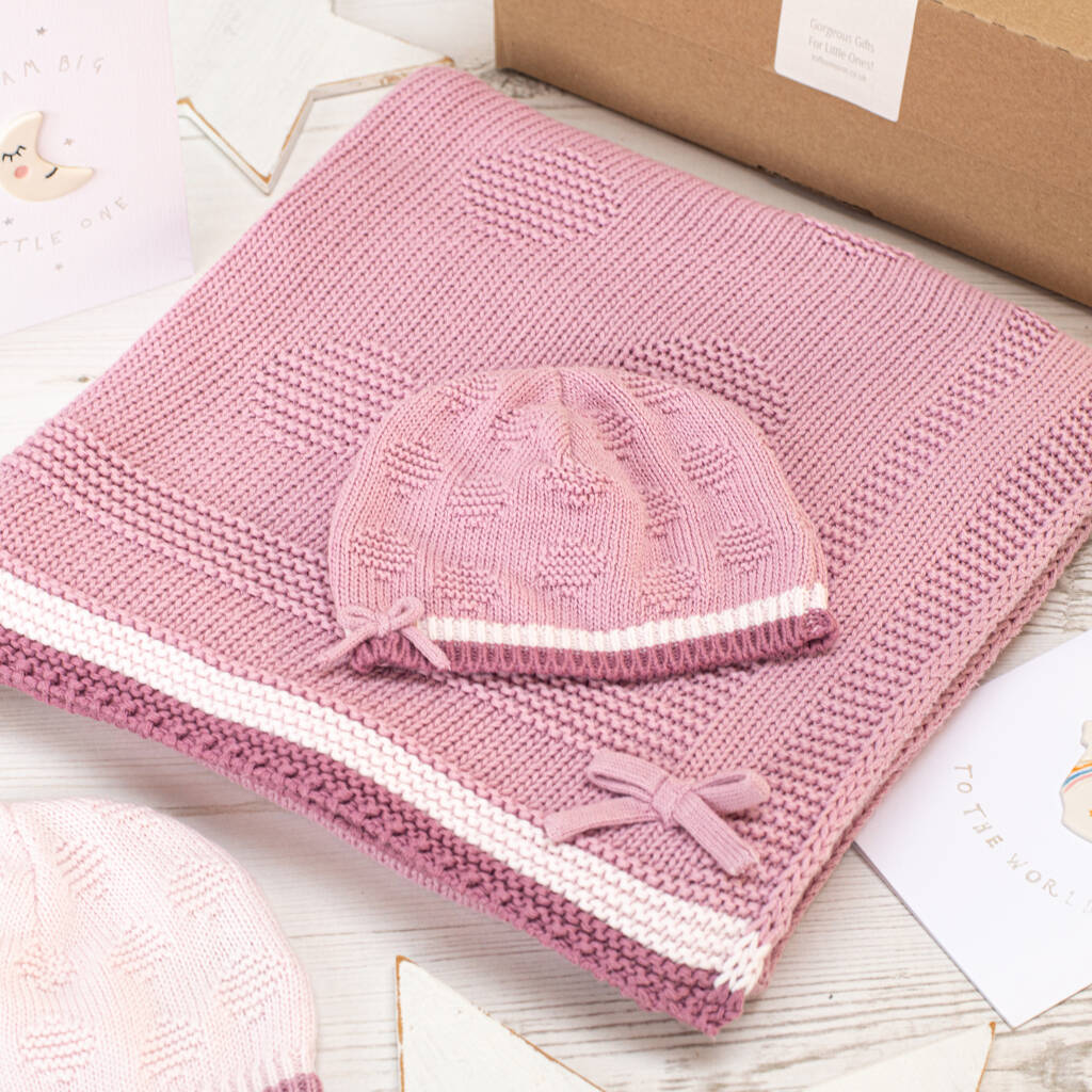 Girls Spot And Bow Baby Blanket And Hat Set, 1 of 10