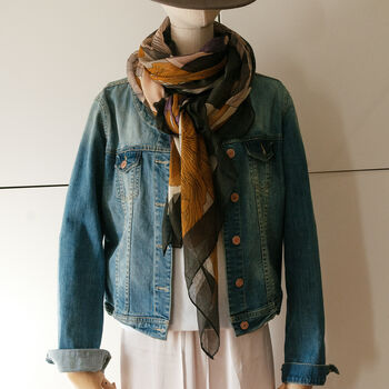Peony Purple And Mustard Flower Summer Scarf, 6 of 12