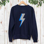 Ladies Silver And Blue Lightning Bolt Sweatshirt, thumbnail 1 of 5