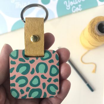 Pink And Teal Mirror Keyring And Uplifting Note, 3 of 6