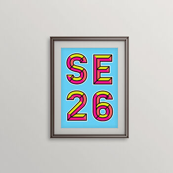Se26 Sydenham London Postcode Neon Typography Print, 4 of 4