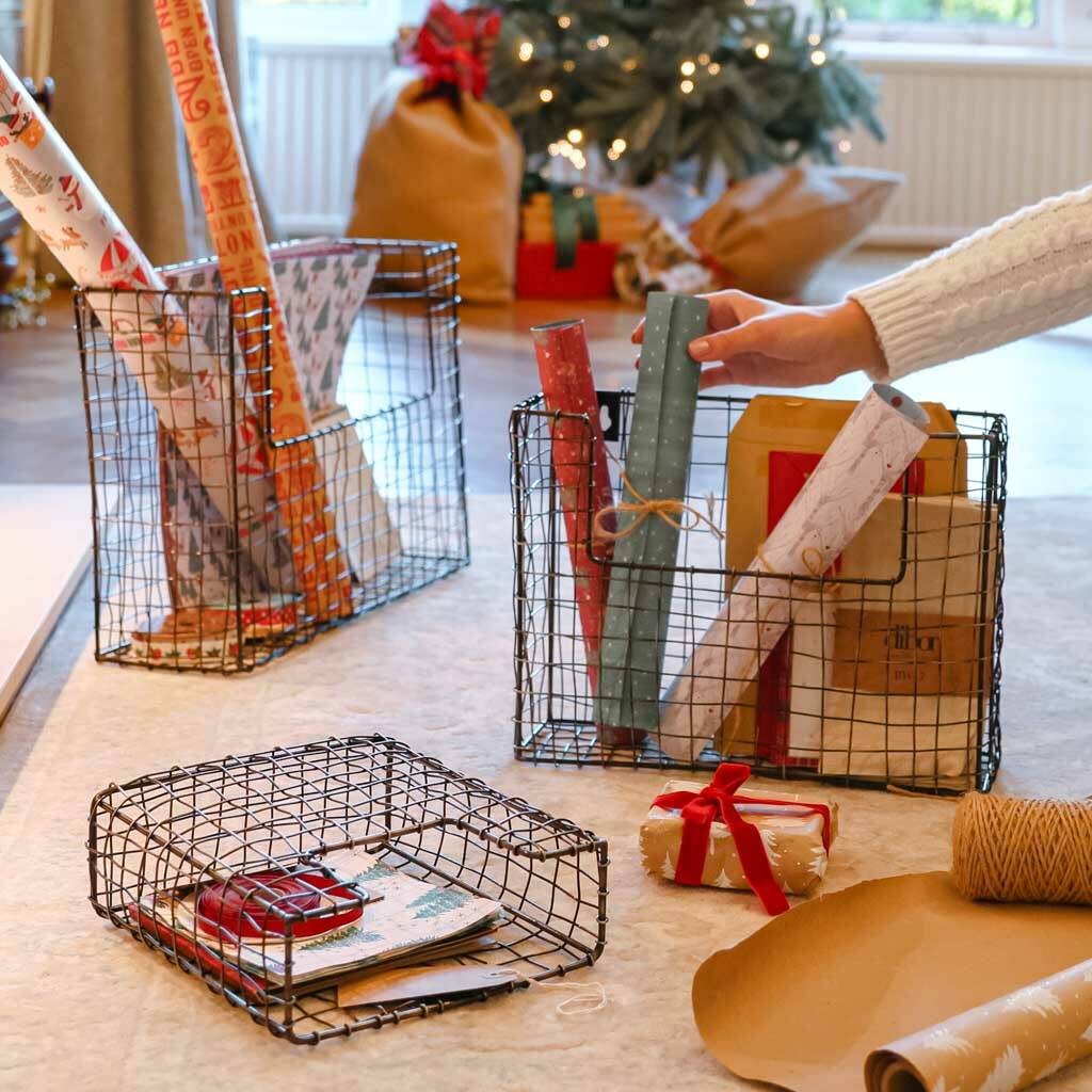 Set Of Three Christmas Crafts Gift Wrap Baskets By Dibor