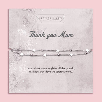 Thank You Mum Silver Plated Beaded Bracelet, 2 of 9