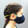Kids Denim Face Mask With Rainbow Tie, thumbnail 1 of 11