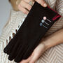 Stitched Button Gradient Suede Fabric Ladies Gloves, thumbnail 4 of 11