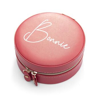 Personalised Coral Round Jewellery Case, 4 of 6