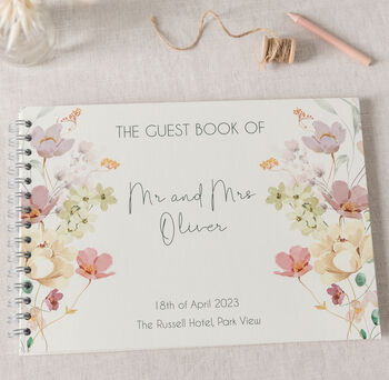 Dusky Roses And Wildflower Wedding Guest Book, 3 of 7