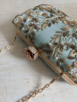 Green Silk Rectangular Clutch Bag, 12 of 12