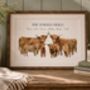 Personalised Highland Cow Family Print, thumbnail 1 of 4
