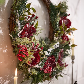 Country Charm Rose Christmas Wreath, 2 of 4