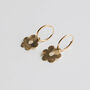 Brass Flower Gold Hoop Earrings, thumbnail 4 of 6