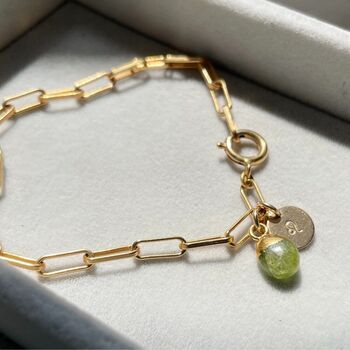 Tumbled Birthstone Paperclip Chain Bracelet, 6 of 12