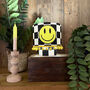 Smiley Face Check Rechargeable Glow Lamp In Liquorice, thumbnail 3 of 6