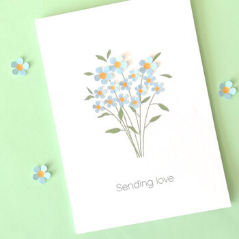 Sympathy Card With Paper Forget Me Not Flowers, 4 of 7