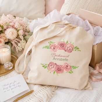 Personalised Floral Bridesmaid Tote Bag Gift, 5 of 6