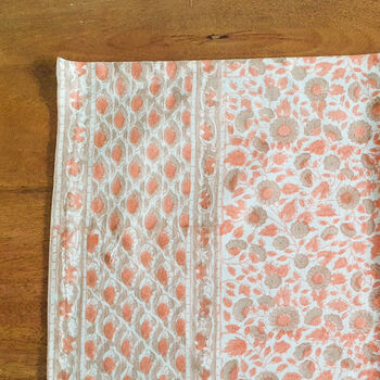 Set Of Indian Hand Block Printed Placemats, Coral, 7 of 8