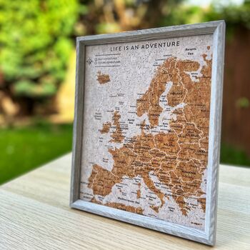 Europe Travel Map With Push Pins Cork Board Desk Size, 3 of 6
