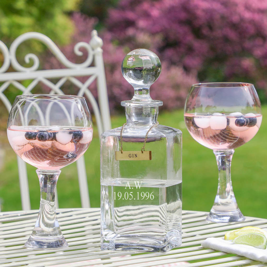 Personalised Gold Label Gin Decanter With Glasses By Dibor