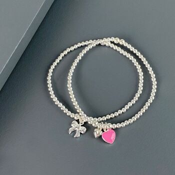 Sterling Silver Pink Heart Bracelet, 3 of 6