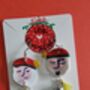Festive Painted Father Christmas Earrings With Stand, thumbnail 3 of 12