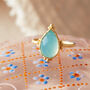 Aqua Chalcedony 18 K Gold And Silver Pear Shaped Ring, thumbnail 7 of 12