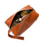 Personalised Buffalo Leather Wash Bag In Tan, thumbnail 6 of 9