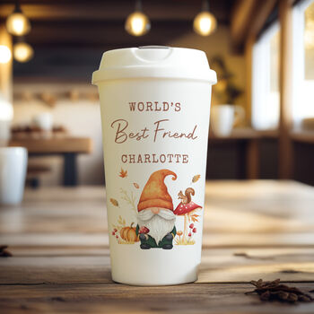 Personalised Autumn Gonk Travel Cup, 2 of 3