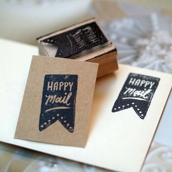Happy Mail Gift Wrap Rubber Stamp, 2 of 3