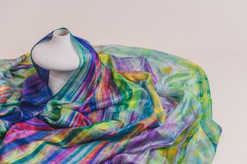 100% Mulberry Silk Scarf, Rainbow Colour, 2 of 6