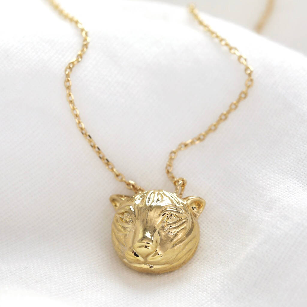 Tiger Head Pendant Necklace In Gold By Lisa Angel | notonthehighstreet.com