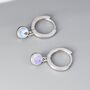 Sterling Silver Dangle Moonstone Huggie Hoop, thumbnail 7 of 12