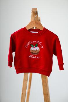 Little Pudding Embroidered Personalised Christmas Babygro Sleepsuit, 6 of 7